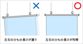 タペストリー吊り下げ正誤イメージ